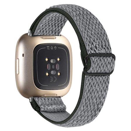 Fitbit Sense / Versa 3 elastiskt klockarmband med justerbart spänne - Mörkgrå