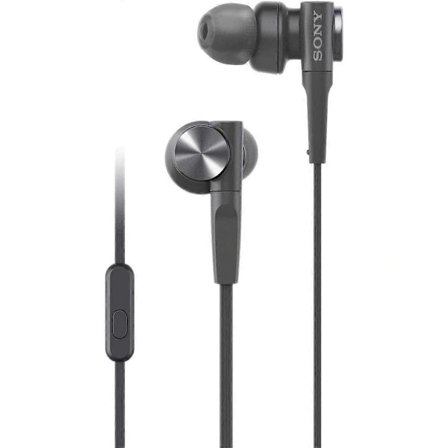 MDRXB55AP Langalliset Extra Bass -kuulokkeet/headset mikrofilla puheluita varten, musta, A