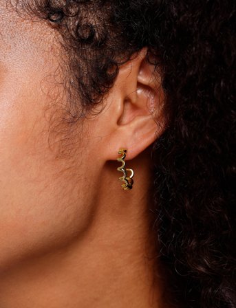 Design Letters Lace Earring Hoop (Set Of 2 Pcs) - Gold - ONE SIZE