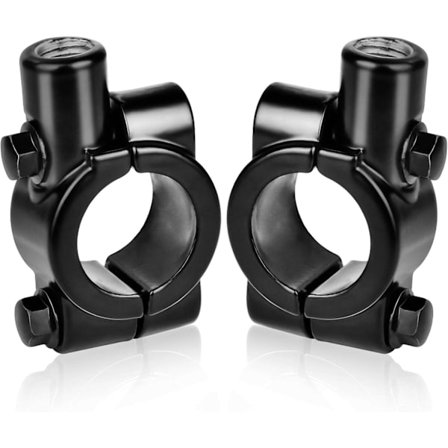 2 kpl moottoripyörän peilinpidikkeitä 22 mm ohjaustangon kiinnitykseen - 10 mm sivupeilille, alumiini (musta)