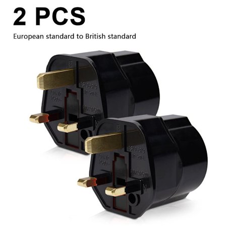 EU-standard til britisk standard støpsel adapter, sett med 2 stk
