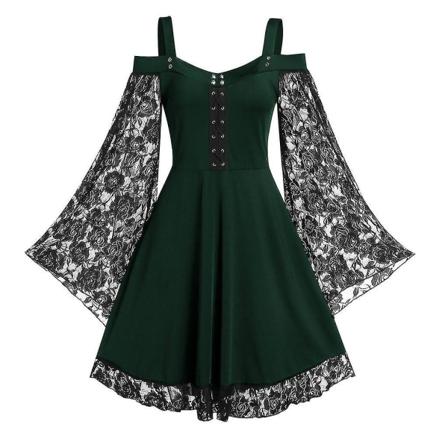 Halloween middelalderske Lolita-kjole Gotisk blondekostyme green