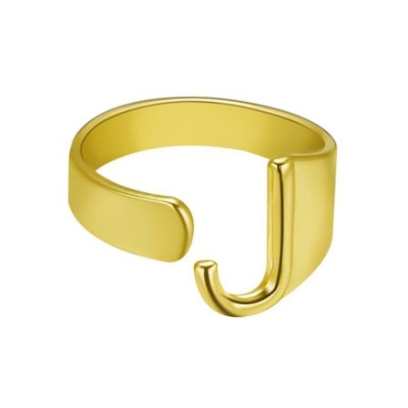 Guldpläterad ring med bokstäver minimalistisk justerbar