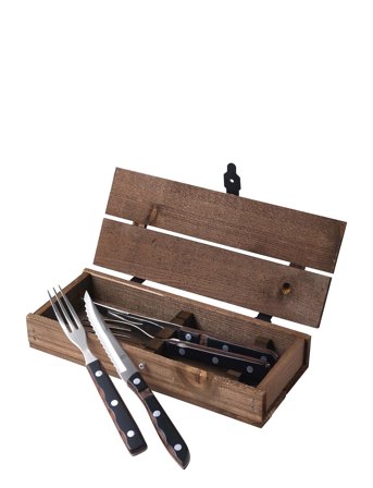 Gense Steakbestik/Grillbestik Old Farmer Classic 4 Dele Træ/Stål - Brown - ONE SIZE