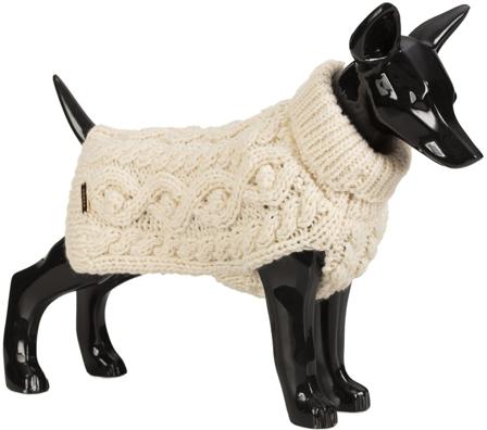 PAIKKA - Handmade Knit koiran neulepusero - 45-50 cm - luonnonValkoinen