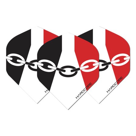 Red Dragon Darts Flights Black Country Hardcore Standard 100 Micron Extra Thick 15 Pcs 5 Sets Red/Black/White Chain Pattern