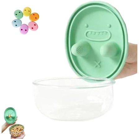 Denne 2-i-1 lekkasjesikre snackboksen kommer med et gjenbrukbart lokk og en lekkasjesikker silikonhylse, noe som gjør den perfekt for på farten og 