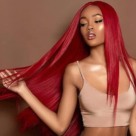 Ombre löshår peruk FR kvinnor lång rak med luftlugg