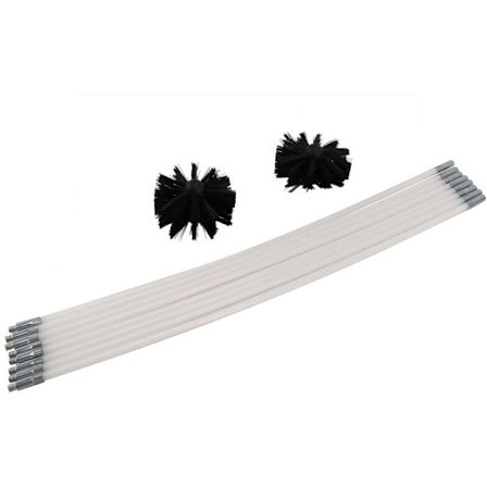 Torktumlarens ventilations-/kanalrengöringsborste, skorstensrengöringsdammborttagare, förlängs upp till 16 fot, 2-pack borsthuvud