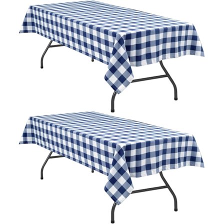 Vattentät buffelrutig bordsduk, 2-pack, 55,1 x 78,7 tum - Blå och vit