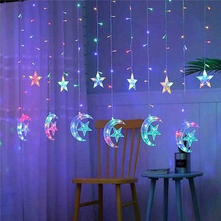 LED-gardinlampa, 4,2 m ljusslinga, julgransljusslinga, LED-ljusslinga, fönsterstjärngardinlampa, LED-stjärnljusslinga, LE-ljusslinga