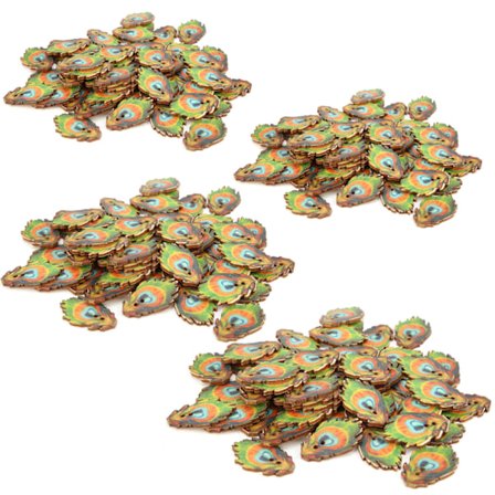 200 st träknappar vintage målade påfågel fjäder för sömnad barn tröja hantverk