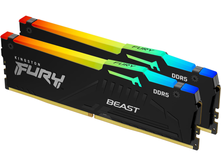 Kingston-Fury Beast RGB 64GB (2x32GB) / 6000MHz / DDR5 / CL30 / KF560C30BBEAK2-64-Kingston Fury Beast RGB DDR5 6000 MHz 64GB-Computer components-DDR5