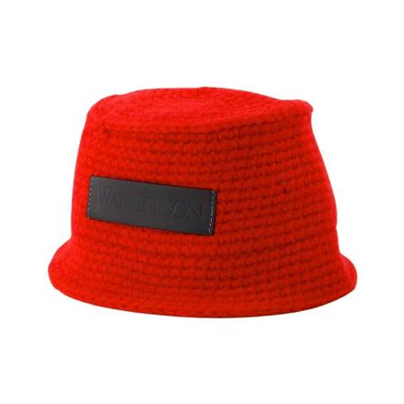 JW Anderson, Bucket Hat in Red Synthetic Leather Rood, Dames, Maat:ONE Size,synthetisch