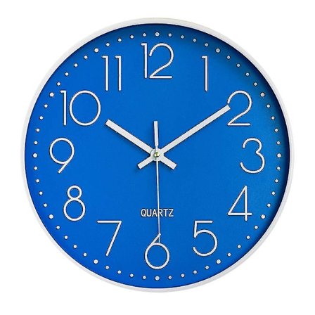 Tyst Väggklocka 12 Tum Kök Klocka Kvarts Batteridriven Rund Modern Heminredning Klocka Blå