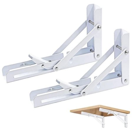 Fällbar konsol 450 x 170 mm – vit metall för väggmontering