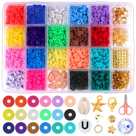 4766 St Lerpärlor 6mm 18 Färger Flat Round Polymer