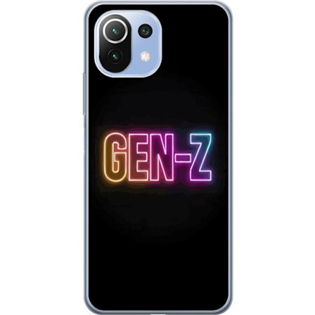 Yhteensopiva Puhelinkuori Xiaomi Xiaomi Mi 11 Lite Neontext Gen Z värikkäässä valossa tummaa taustaa vasten modernissa digitaalisessa tyyliissä