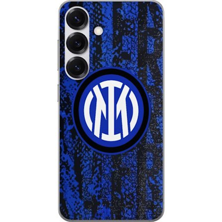 Yhteensopiva Puhelinkuori Samsung Galaxy S25 Inter Milan jalkapalloemblemi sinisellä ja mustalla taustalla, ikoninen seuramotiivi täydellinen Serie A-