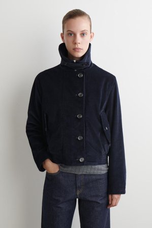 COS Women's Chaqueta De Pana Con Cuello Alto in Azul