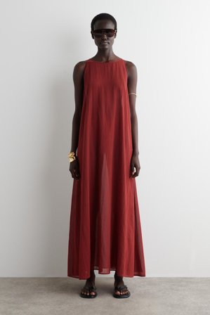 COS Women's Sheer Cotton Beach Dress in Red