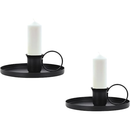 Vintage Lysekrone, 2 stk. Metall Lysestaker Svarte Lysestaker med Håndtak og Retro Brett Kandelaber Borddekorasjon (Tårn)