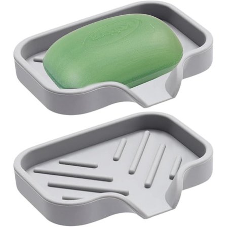 Todelers såpeskål og såpeholder, laget av silikon med selv-drenende og tørkende design, egnet for kjøkken, dusj og bad.
