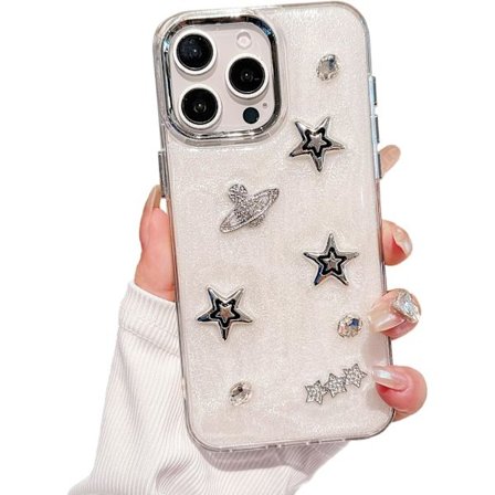 Designet til iPhone-cover, 3D Diamant Rosetstjerne Blødt Telefoncover (Stjerne, til iPhone 16 Pro Max)