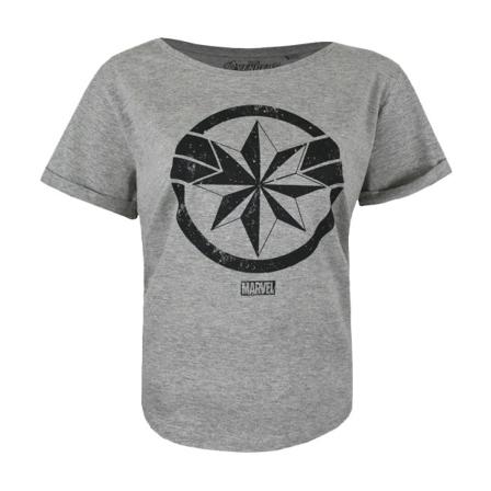 Captain Marvel Logo T-shirt Dam/dam L Grå Märgel