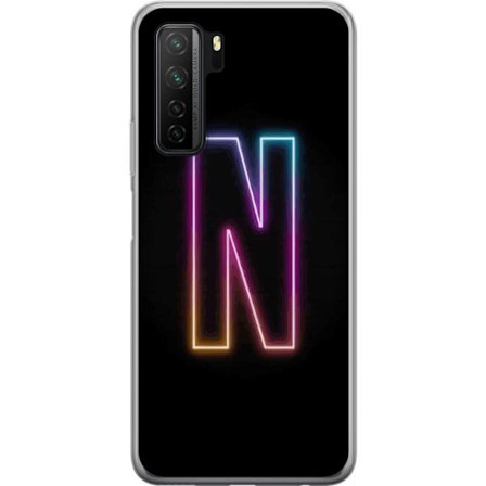 Kompatibelt Mobildeksel til Huawei Huawei P40 lite 5G Minimalistisk neonbokstav N i fargeskiftende lys mot svart bakgrunn