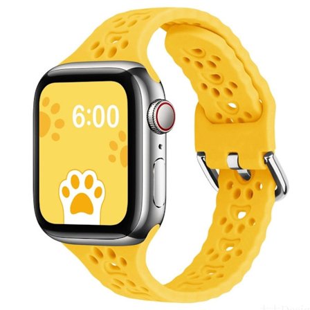 Apple Watch (45 mm) klockarmband i silikon med söt kattstil - Gul