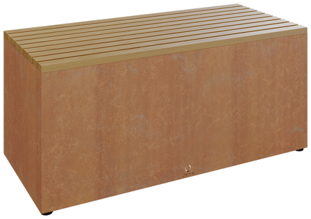 OFYR Garden Bench Corten Trädgårdsbänk teak-träplanka Cortenstål, Utemöbler