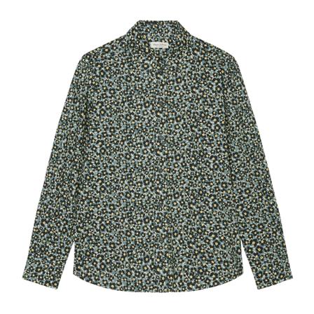 Marc O'Polo Flared Bluse with an all-over print Grøn, Dame