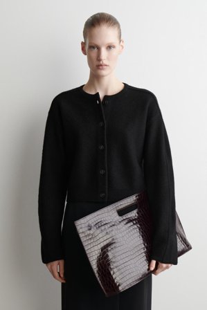 COS Frauen Strickjacke Aus Kochwolle in Schwarz