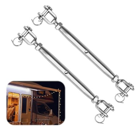 2 stk. M6 rustfri stål spændingskabel markisespænder, rustfri stål spænder, rebsstrammer, kabelstrammer spændskrue gaffel til sejlbåde