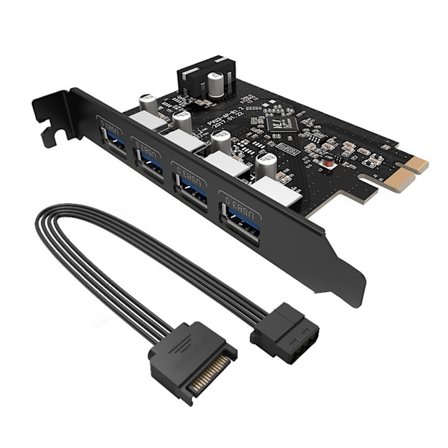 4-porttinen USB3.0 PCI-E -laajennuskortti, vakaa, kaksinkertainen taittorakenne, 5 Gbps:n nopea laajennuskorttijakaja