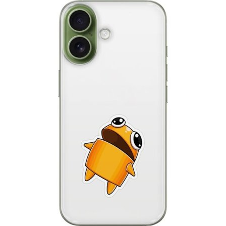 Kompatibelt Mobildeksel til Apple Apple iPhone 17 Orange tegnet figur med store øyne og dynamisk posisjon i leken stil