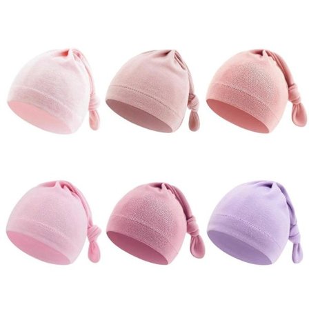 6 stk Lang Hale Lue Nyfødt Ørebeskyttelse Lue Pustende Baby Knute Lue Uten Skygge Sykehusluer Hodeplagg