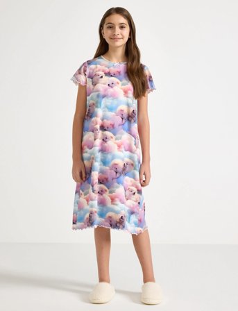 Lindex Nightdress Aop Clouds And Dogs - Multi/patterned - 170