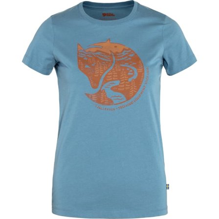 Fjällräven Women's Arctic Fox T-Shirt in Dawn Blue, Bio-Baumwolle | Size: Large