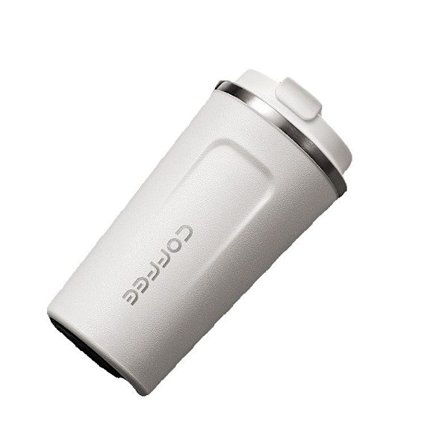 Hvid termokaffekrus, rejsekrus, vandflaske i rustfrit stål, BPA-fri termoflaske, lufttæt kop, bildrik