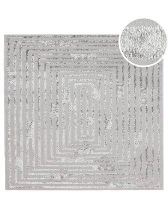 Miles 200X200 Grigio/Grigio Argento Geometrico Quadrato Tappeto