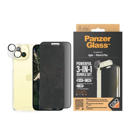 Panzer Privacy 3-in-1 Pack iPhone 15 Plus PanzerGlass - High quality tempered glass screen protector