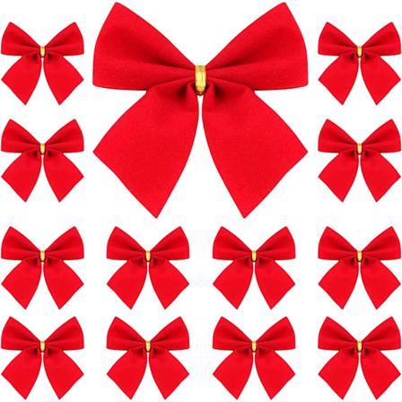 12 stycken julgransrosetter, julgransrosett, julgransdekoration, julrosetter för hemdekoration (röd, 5,5 * 5 cm)