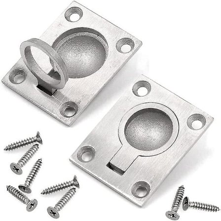 Flush Ringtrækgreb, 49 X 39mm Rustfrit Stål Bådsluse Skab Marine Yacht Ringtræk Skjult Skab Skuffegreb Med Monteringsskruer (2 stk)