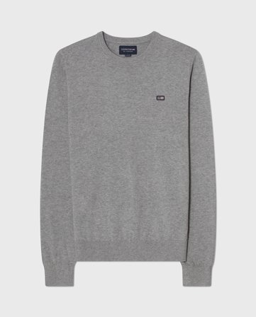 Lexington Brayden bomullsgenser med rundhals, lysgrå melange