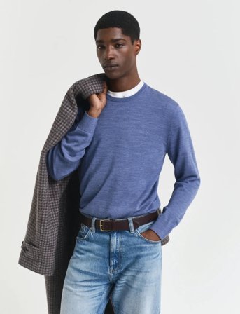 GANT Extrafine Merino Wool C-Neck - Blue - S