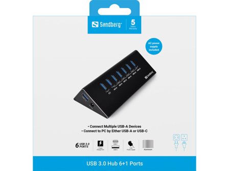 Sandberg USB 3.0 Hub 7 ports - hub - 7 porter