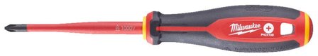 Milwaukee Tri-Lobe VDE Skruvmejsel 3-sidigt antirullhandtag PH2 x 100 mm, Handverktyg