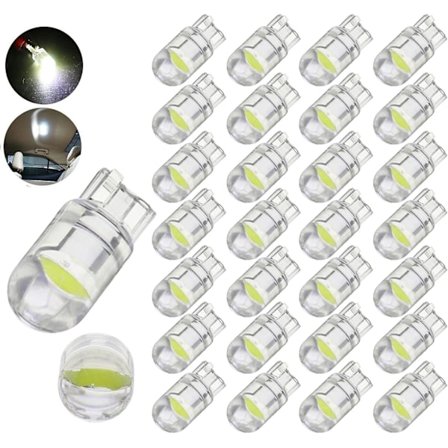 194 LED-lampa vit 6000k 30-pack, 168 2825 W5w T10 Wedge Cob LED-ersättningslampor felfria för bilkupé karta dörr artighet licens